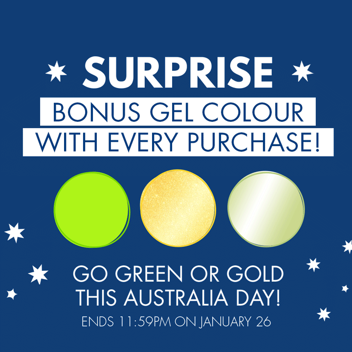 SURPRISE GIFT! Get a bonus yellow or green Gelicious gel colour for Australia Day!